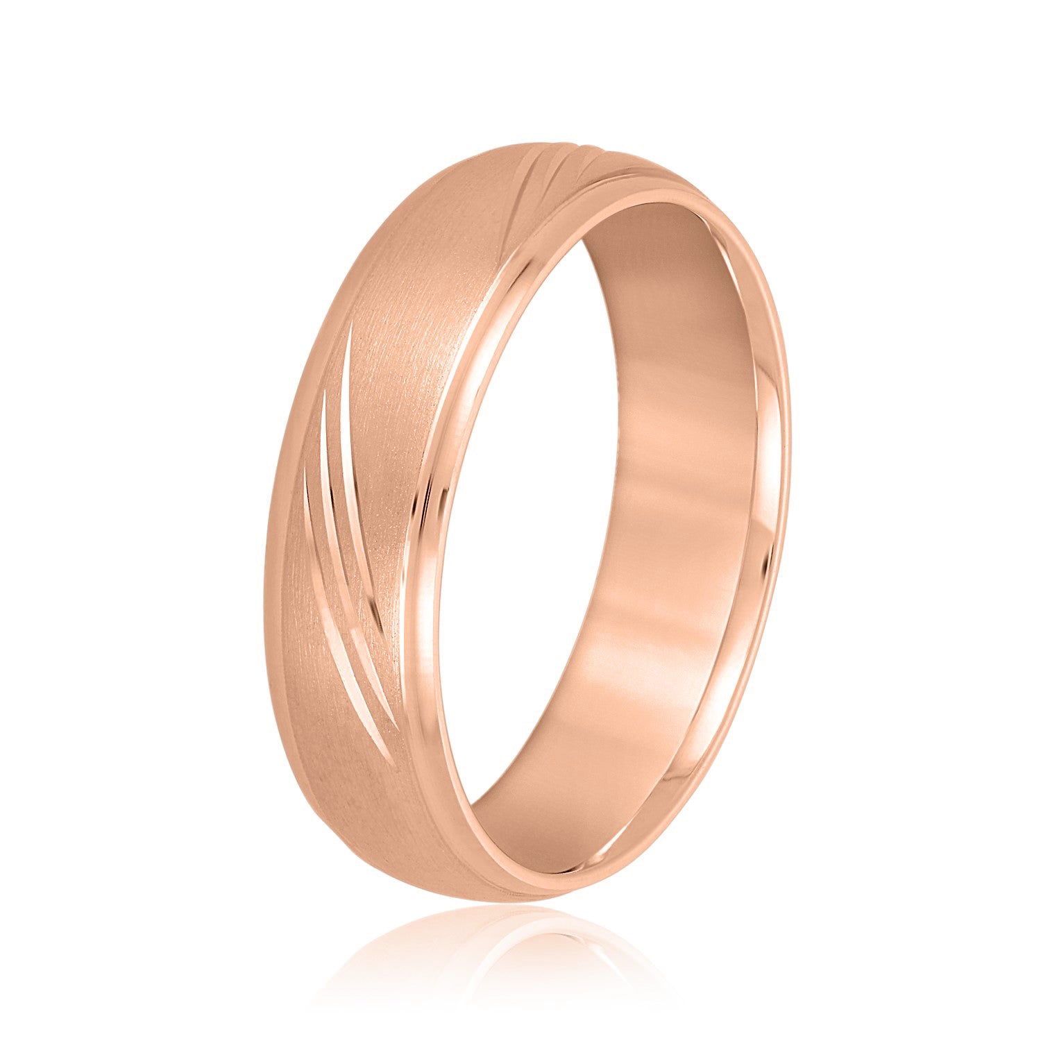 Men's Domed and Scratch Textured Wedding Band-VIRABYANI